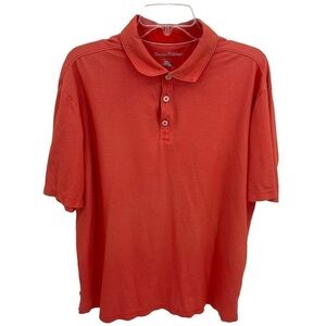 Tommy Bahama Mens Orange Short Sleeve Polo Shirt size XL cotton blend collared